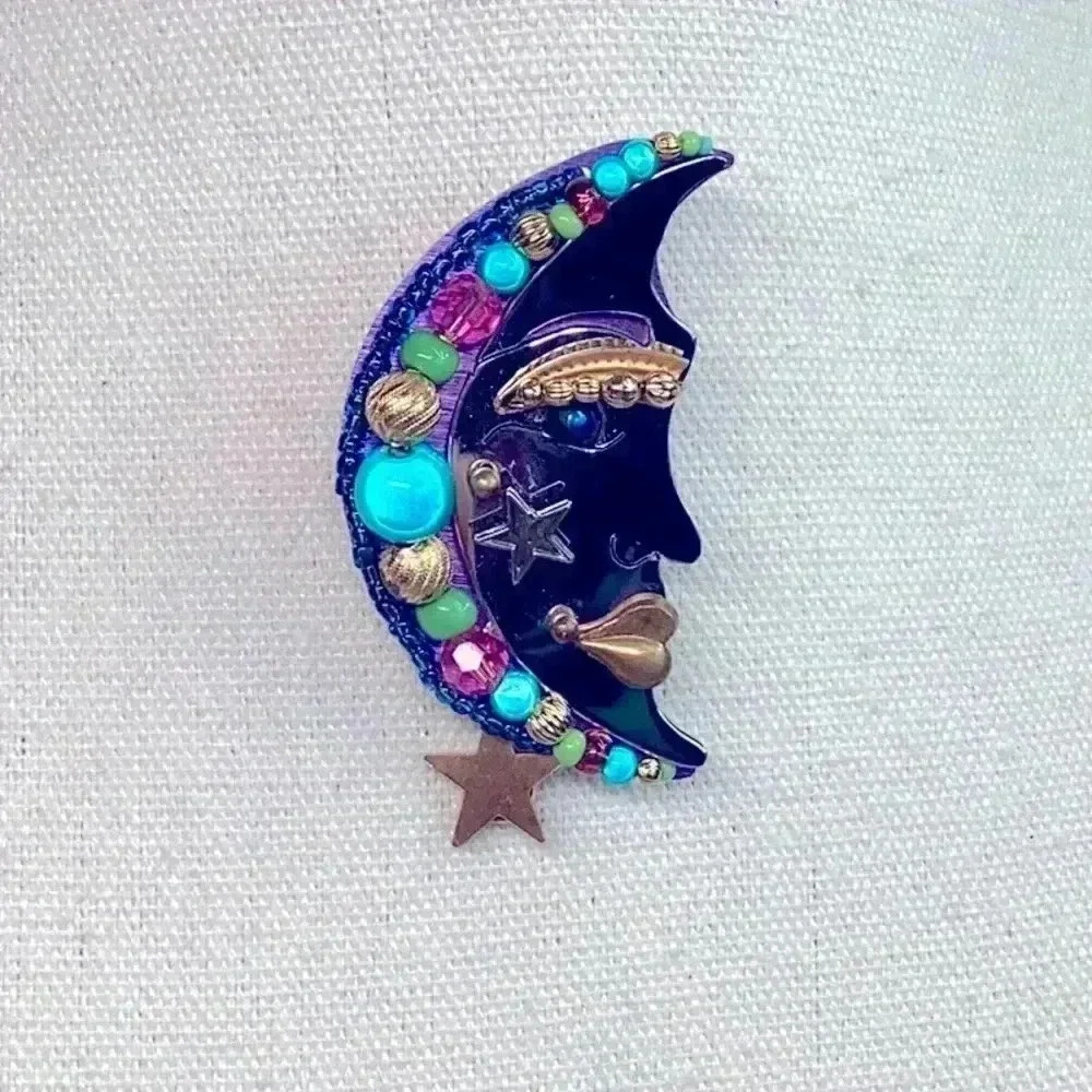 Liztech 2004 Moon Brooch Multi Colored - image 1